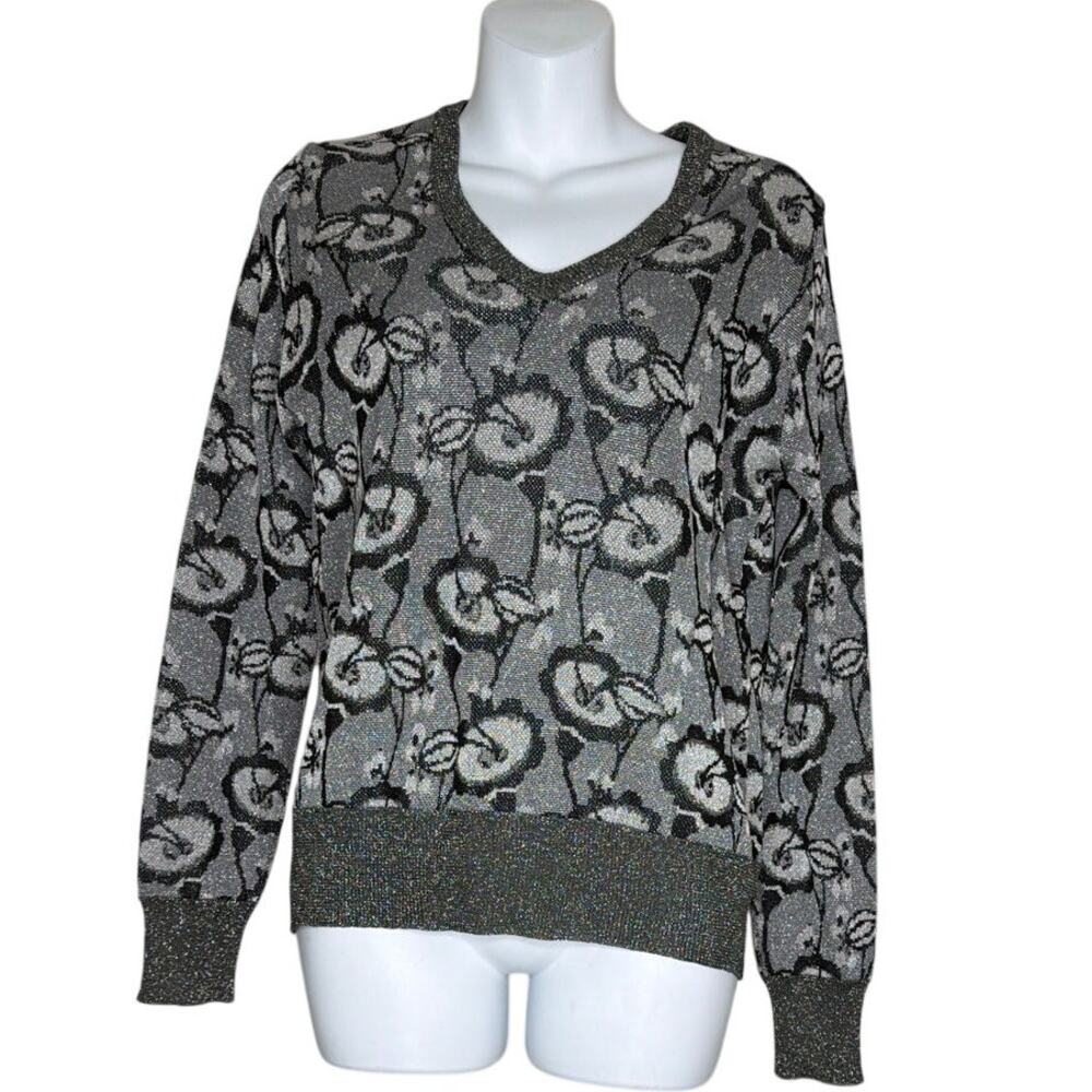 Happy Sheep Floral V-Neck Sweater Size Small New with tags
